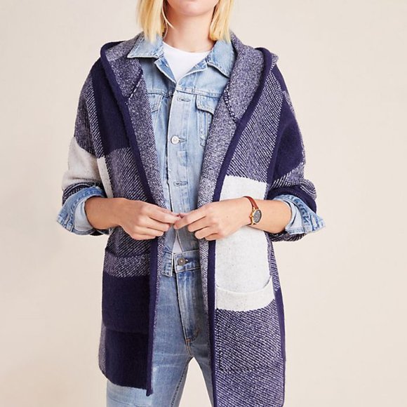 Anthropologie Sweaters - Anthropologie Aimee Buffalo Plaid Hooded Cardigan